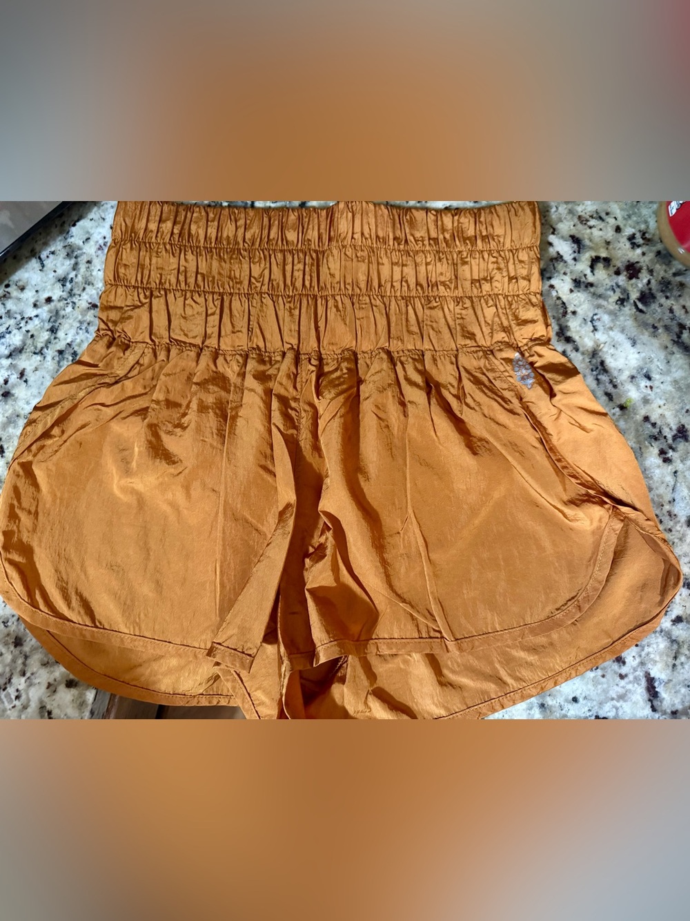 FP Movement by Free People High-Waist Satin Rust Short